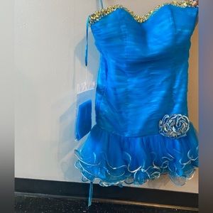 Stunning coral blue Homecoming/ Birthday dress size 8